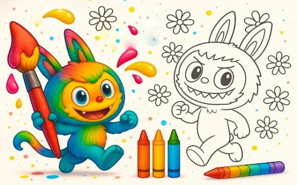 Chibi Labubu Coloring Book: Kids Coloring Game Online - Coloring Game